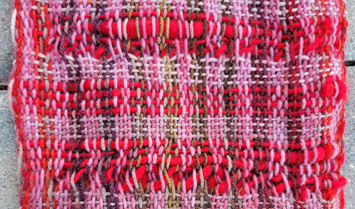 Spanish lace sections in two weights of handspun