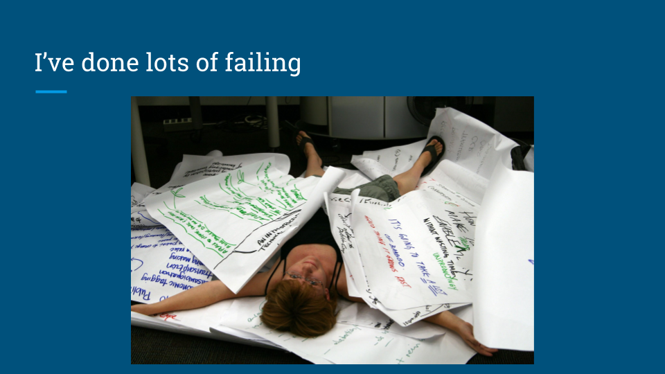 Quinn buried under flipcharts