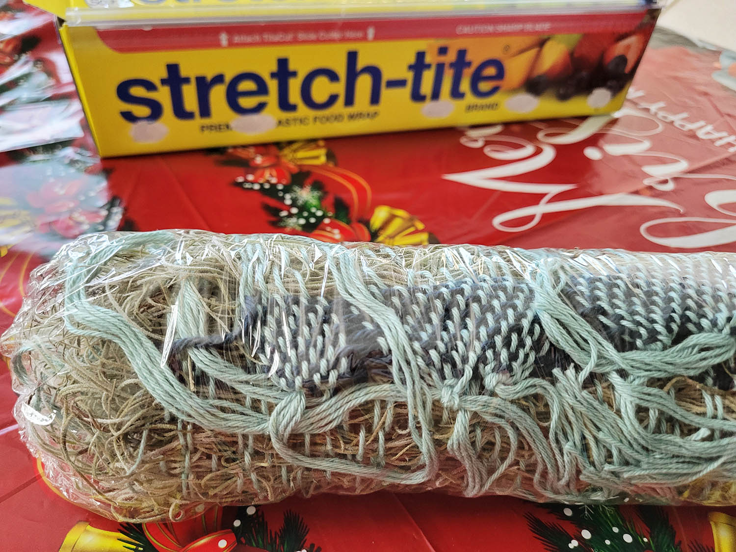 Wrapped up Spanish moss weaving